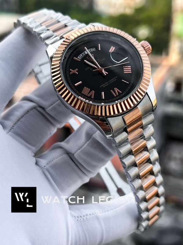 ROLEX DAY DATE TWO TONE ROSE GOLD - BLACK