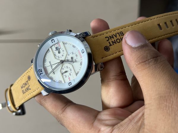 MONTBLANC MUSTARD BELT SILVER CASE
