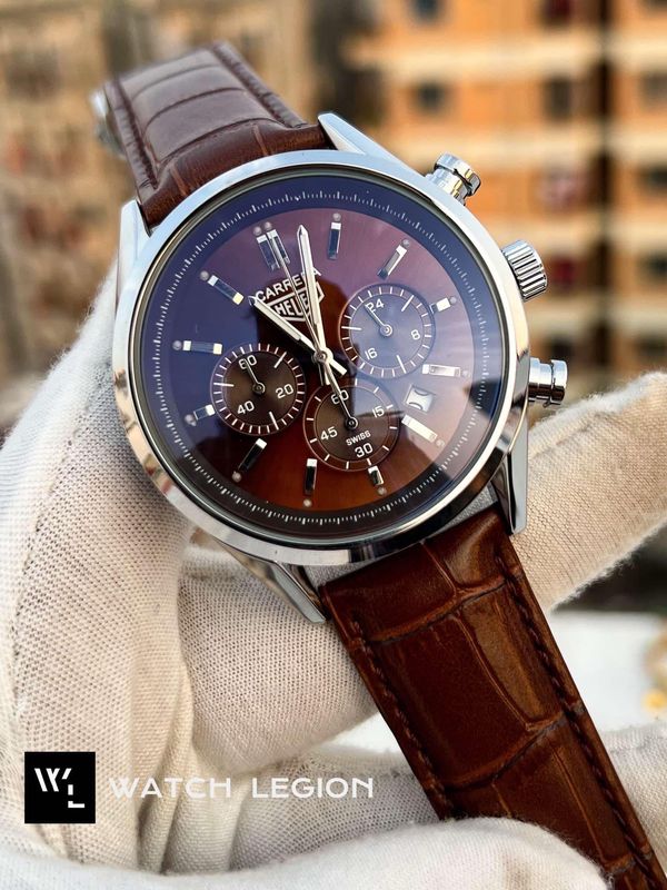 TAG BELT 3 CHRONO SILVER BODY BROWN BELT, BROWN DIAL