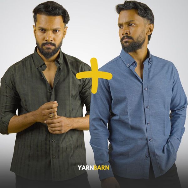 Combo- Midnight Olive + Dusty Blue Buttoned Down Shirt