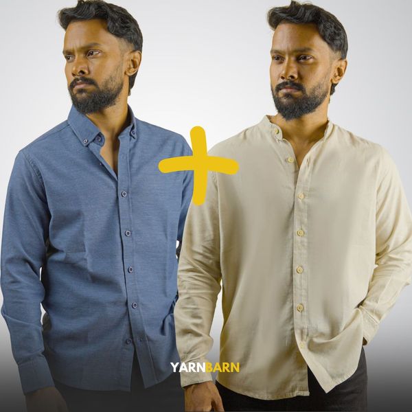 Combo- Ivory Beige + Dusty Blue Shirt