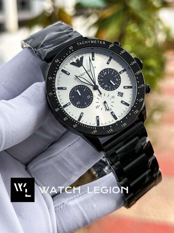 ARMANI BLACK BODY WHITE DIAL BLACK SUB
