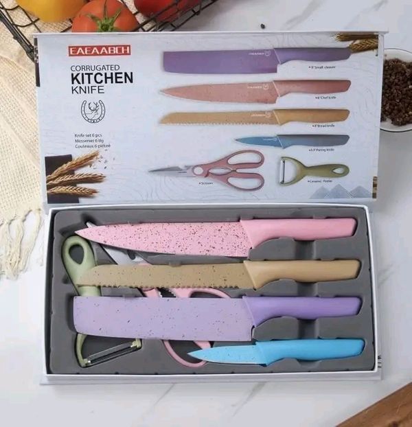Colourful nonstick coating kitchen knife set