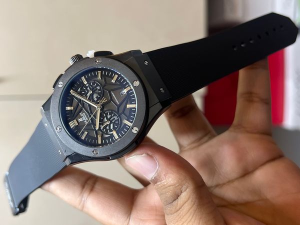 HUBLOT BELT SPIDER BLACK DIAL BLACK CASE BLACK BELT