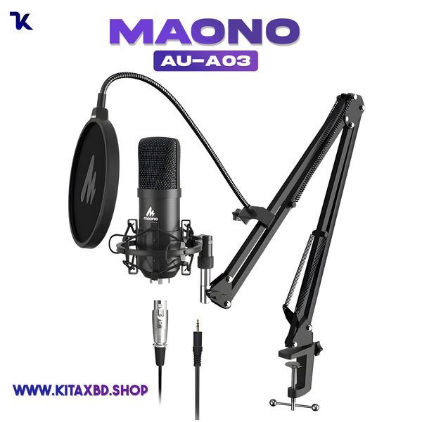 MAONO AU-A03 Condenser Microphone Professional Podcast Studio Microphone Audio 3.5mm Computer Mic