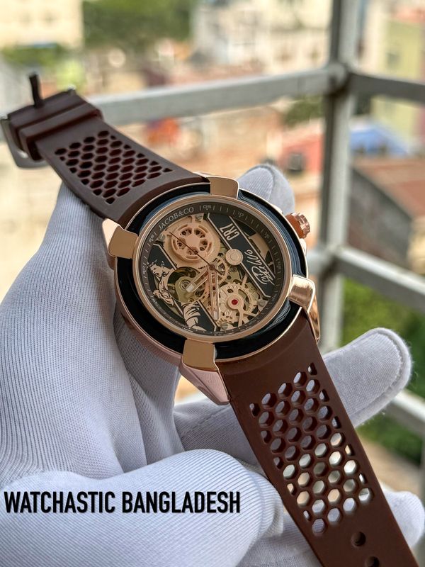 Jacob & Co Rose Gold Case Brown Belt