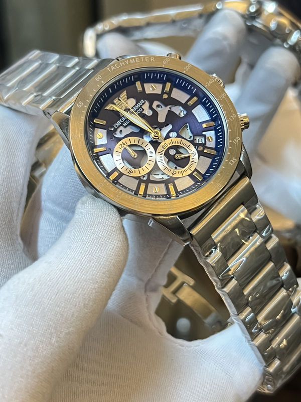 Emporio Armani Meccanico Blue Dial Silver CH