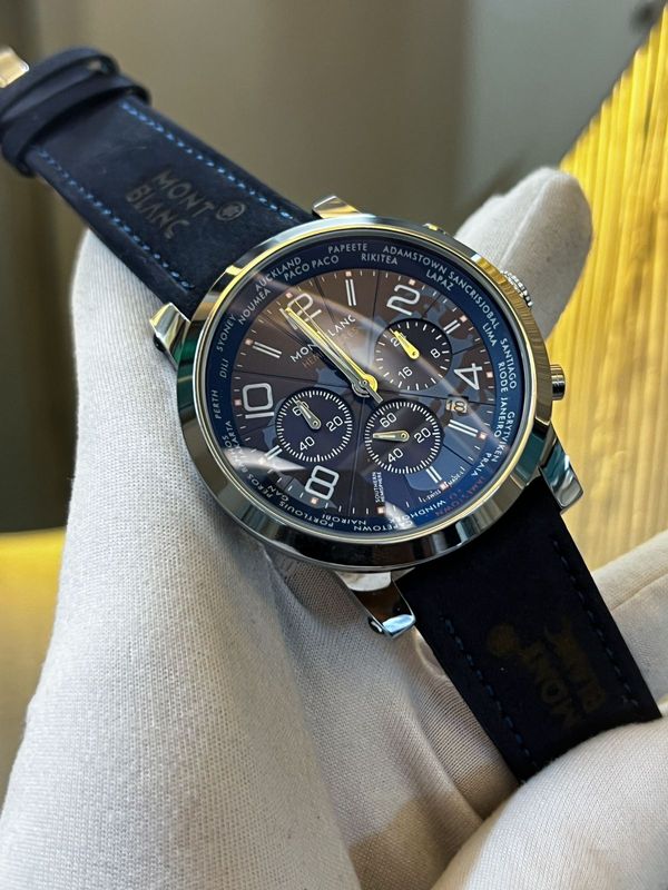 Mont Blanc Blue Dial 3 chrono Blue Belt AA