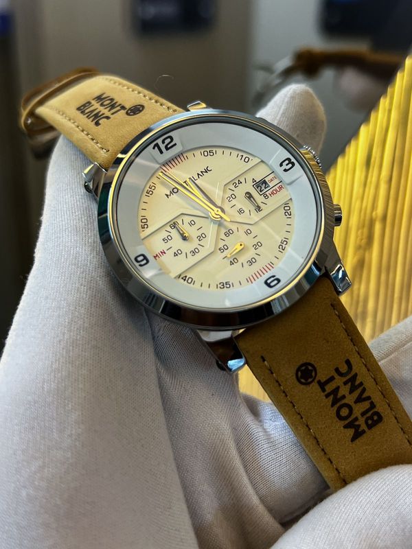 Mont Blanc White X Dial Musturd Belt