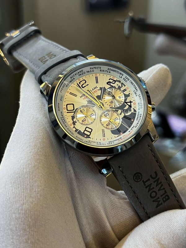 Mont Blan White Dial Grey Belt
