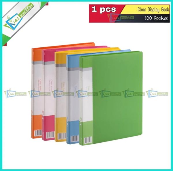 Display Book Plastic File Folder Display Presentation Book, A4 Size 100 Pocket, Random color- 1pcs