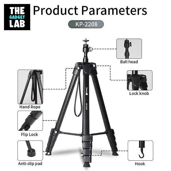 Jmary Tripod KP-2208 Professional Tripod With Mobile Holder - Image 2