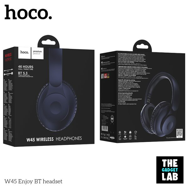 Hoco W45 Wireless Bluetooth Headphone – Black Color - Image 3