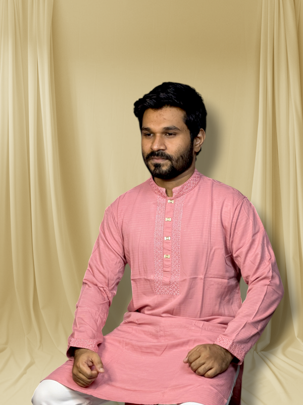 Elite embroidered panjabi light pink