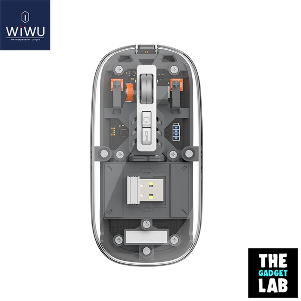 Trendy Hot Selling WIWU Crystal Transparent Wireless Mouse- Gray Color Inside