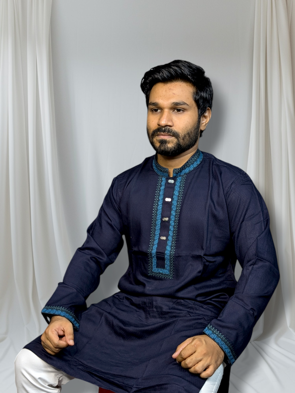 Elite embroidered panjabi nevy blue color