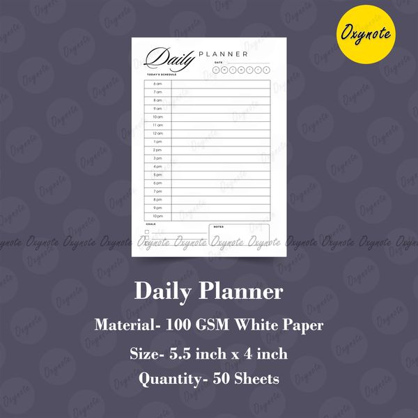 Daily Planner by OXYNOTE - 5.5 x 4 inch - 50 Sheets