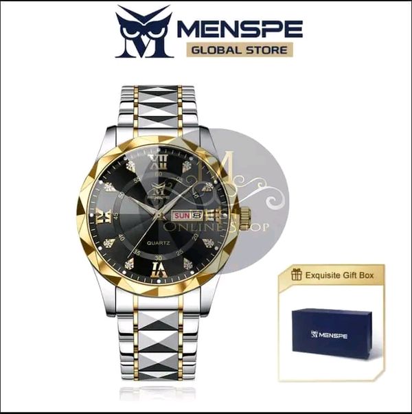 💥MENSPE Men's Fashion Watch Quartz Watch With Diamond Calendar Watch