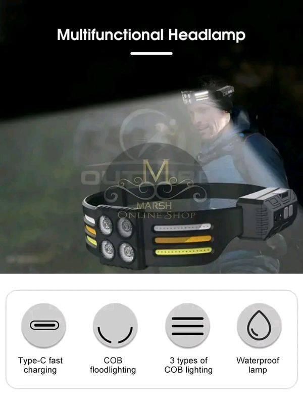 💥Outtobe COB Intelligent Sensing LED Multifunctional Seven Gear Headlamp - Image 8