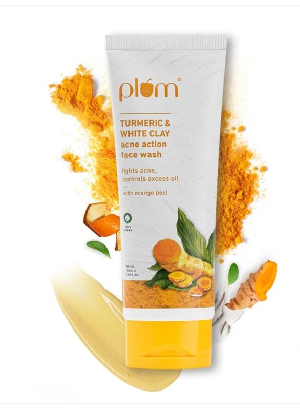 Plum Turmeric & White Clay Acne Action Face Wash-(100ml)