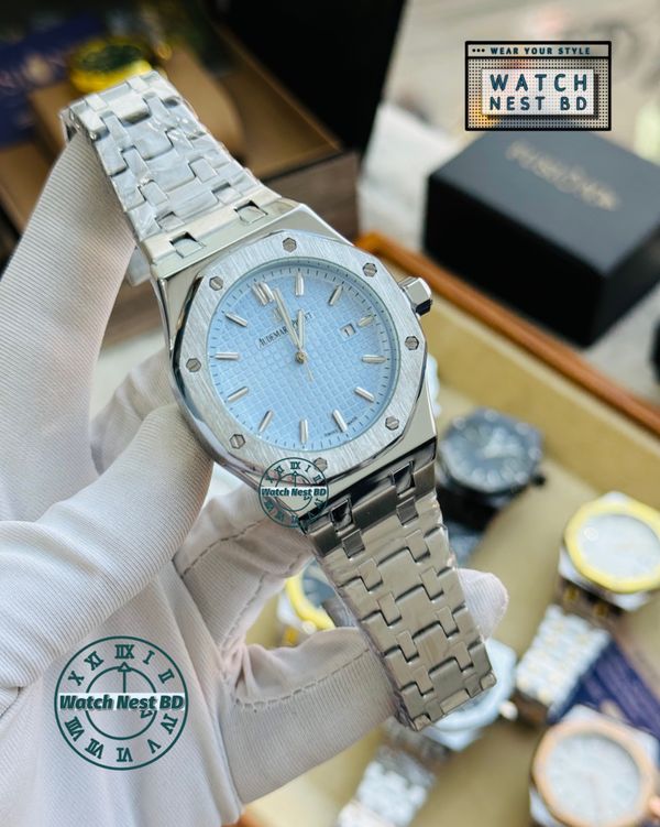 Audermars Piguet AP Silver Iced Blue Quartz Movement Sqr Watch (AA Grade)