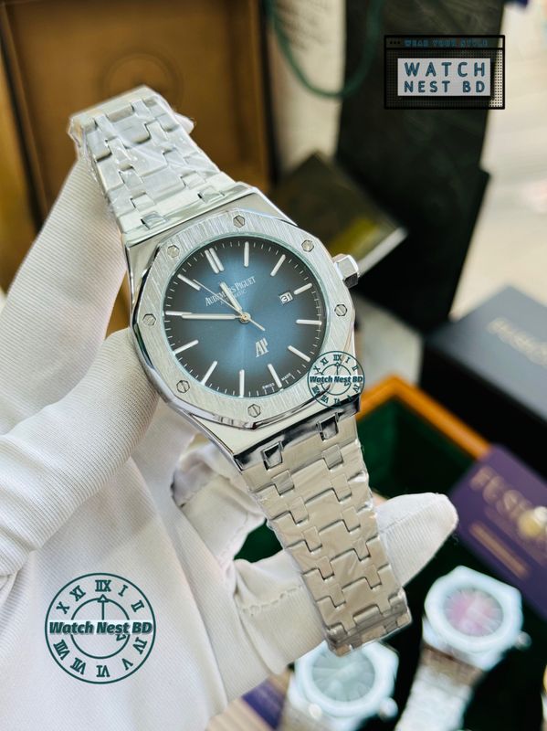 Audemars Piguet AA Silver Blue Quartz Movement Plain Watch (AA Grade)