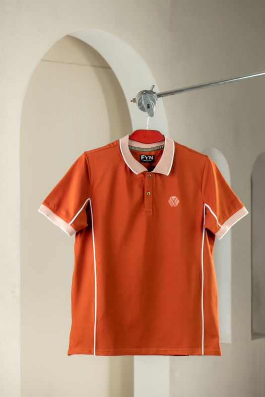 Premium Quality Piping Cut & Sew Design Pique Polo - Burnt orng