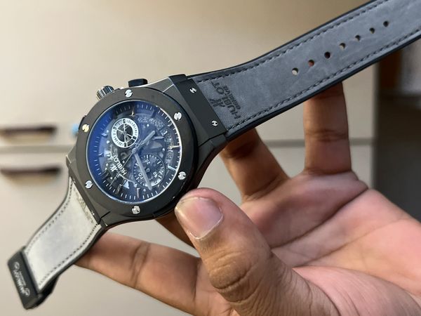 HUBLOT BELT SPIDER GREY BELT BLACK CASE