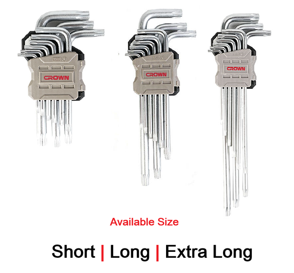 CROWN Professional 9pcs Short Torx Key Set ( Short | Long | Extra Long ), CR-V, Torx; CPHOK-TMAX09