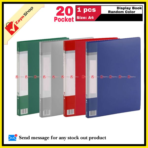 Display Book 20 Pocket Thin Plastic File Folder Display Presentation Book, A4 Size Random Color 1pcs - Innovative Design - Organize with Style