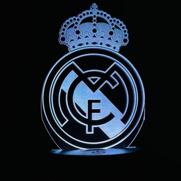 GearUP Acrylic Multicolor Night Lamp (Real Madrid FC ) – Black