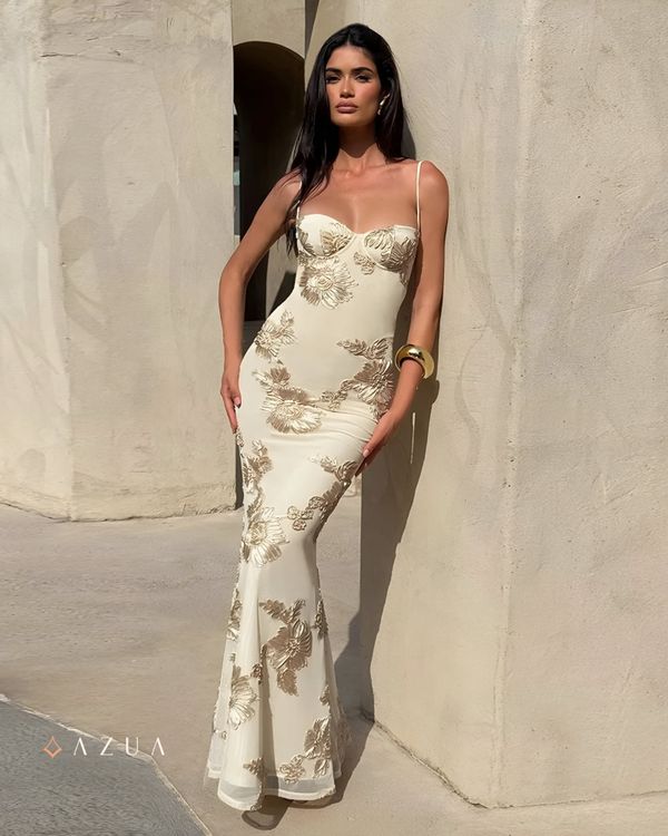 Floral Embroidered Party Gown