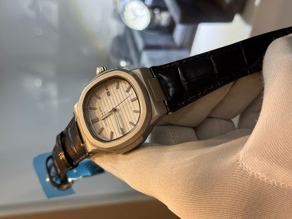 Patek White Dial Black Belt