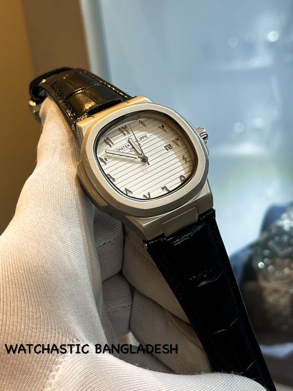 Patek White Dial Black Belt Arabic