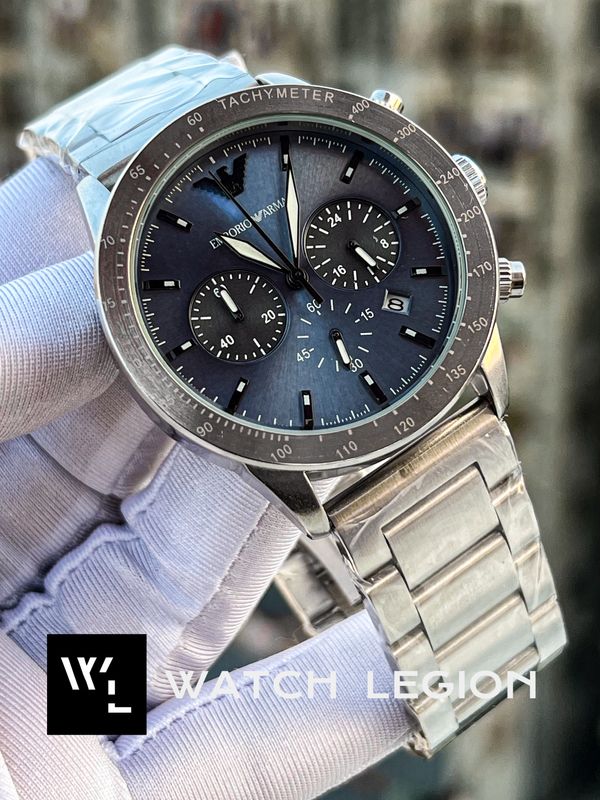 ARMANI CH MATT SILVER DIAL BLUE