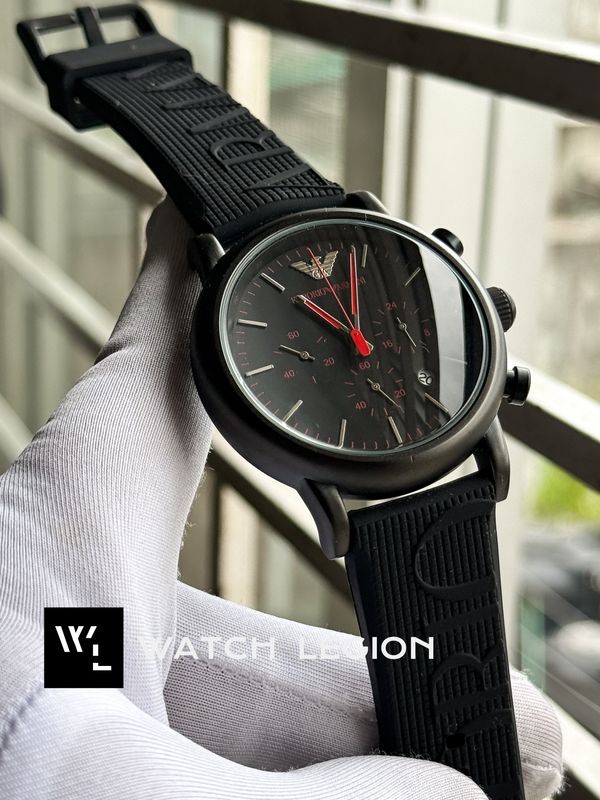 ARMANI BLACK FIBER BELT CHRONO