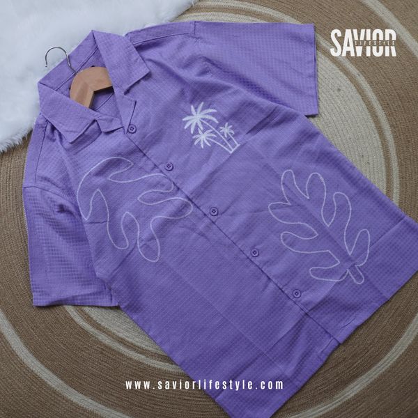 Lavender Line - Drop Shoulder Embroidery Shirt