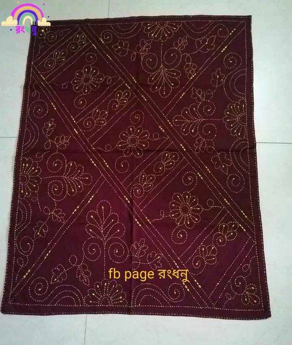 ধংধনু 2 লেয়ারের বেবি নকশিকাঁথা, 100% সুতি কাপড়, 32"/26" ইঞ্চি সাইজ