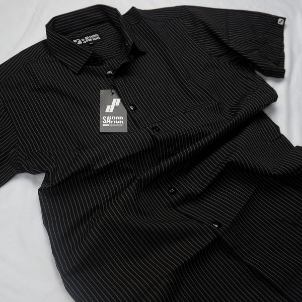 White Strips Half Sleeve Shirt