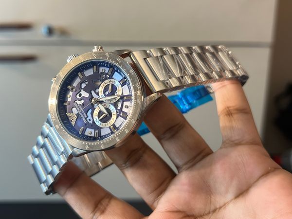 ARMANI CH MECCANICO SILVER DIAL BLUE