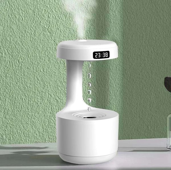 800ml Cool Mist Maker LED Display Anti-Gravity Water Drop Humidifier Power-Off Protection for Bedroom Living Room.