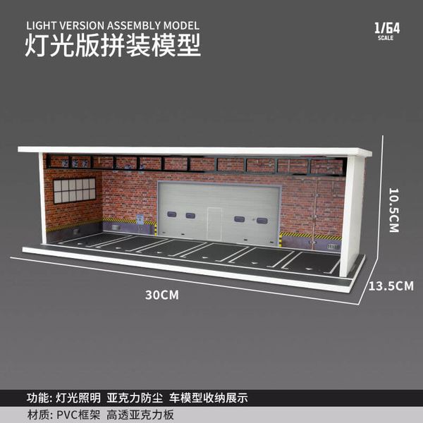 1:64 Diorama House: Redline Brick Garage with LED