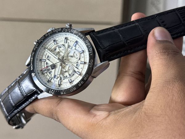TAG HEUER 100M BLACK BELT SILVER CASE WHITE DIAL