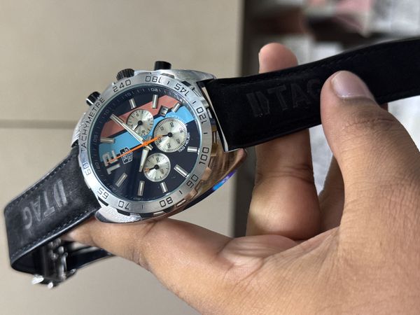 TAG BELT ANNIVERSARY GULF SILVER CASE BLACK DIAL BLACK BELT