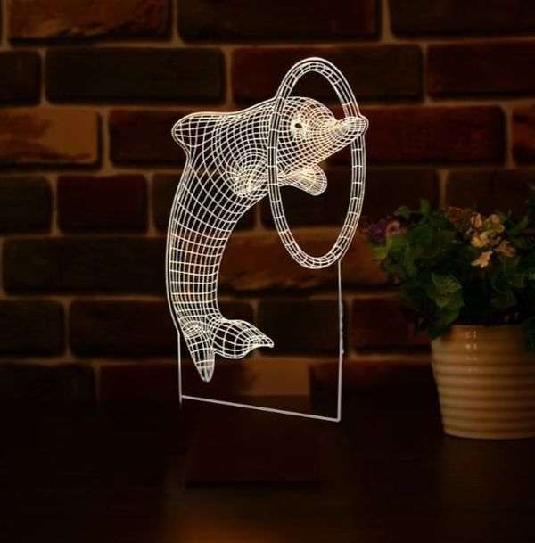GearUP Acrylic Multicolor Night Lamp (Only Acrylic) Dolphin