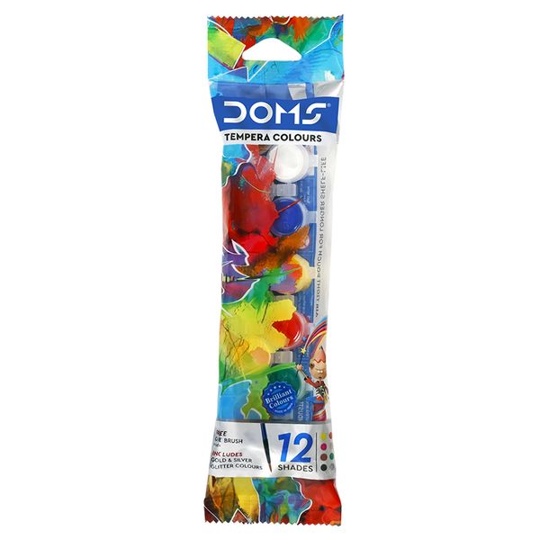 DOMS Tempera Colors 12 Shades with Free Brush