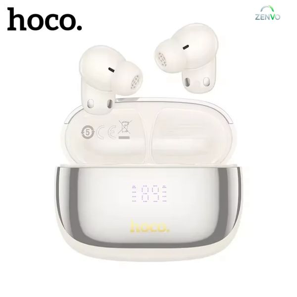 HOCO EQ20 ANC + ENC Noise Cancellation Wireless Earbuds – Milky White