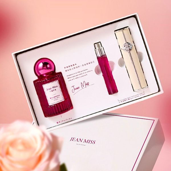 Perfume Set For Women (50ml X 1pcs + 12ml X 1pcs & Carrier)= Total 62ml 0186