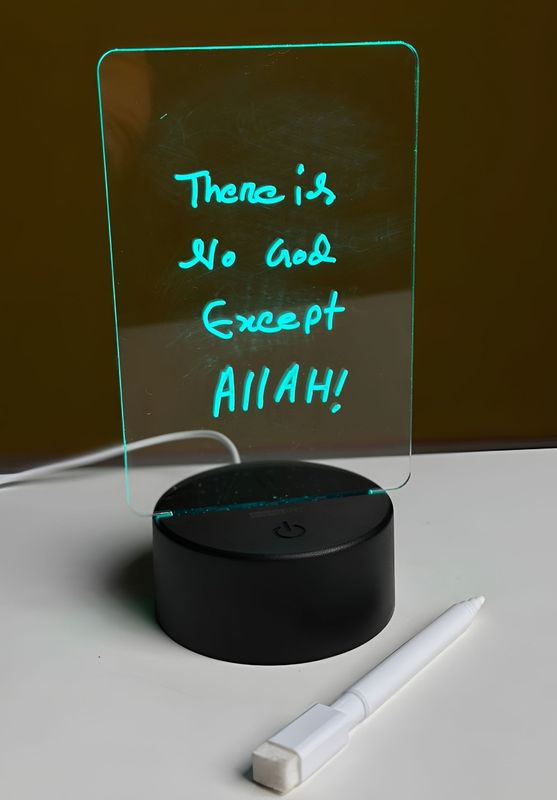 GearUP Acrylic Multicolor Night Lamp with Writable Board and Eraser Pen – Black