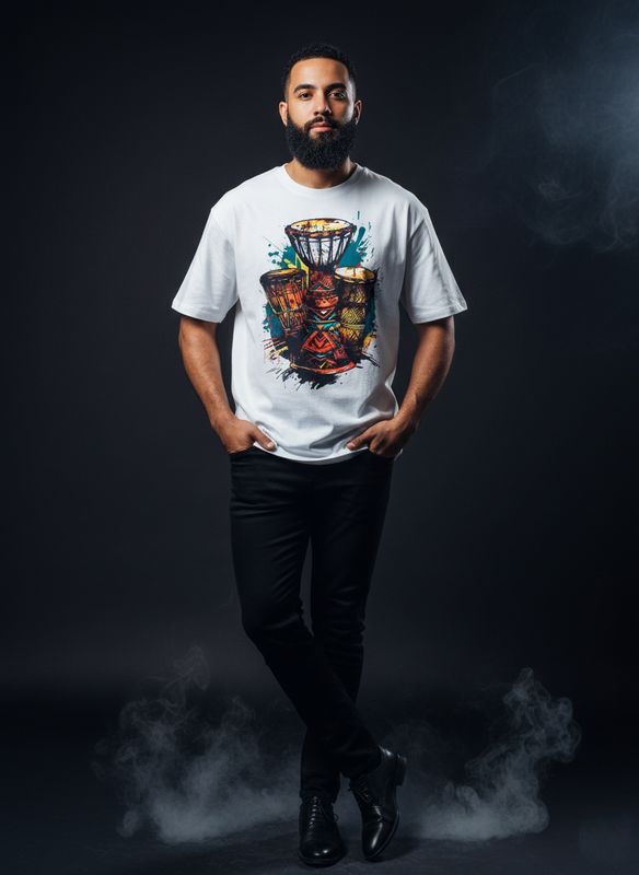 Gonji White Printed  Drop Shoulder